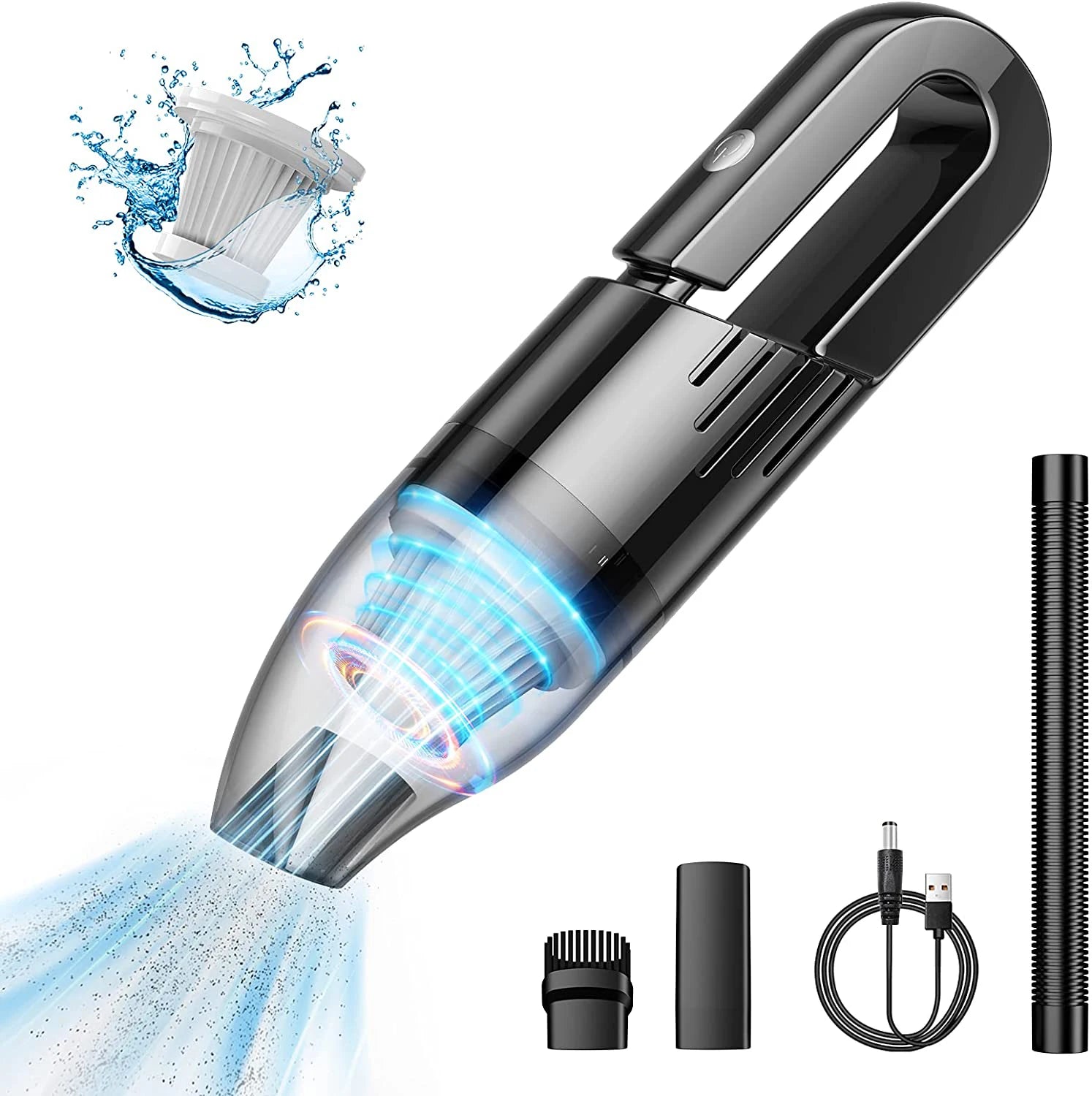 Handheld Vacuum Cleaner Rechargeable for Car Home Office Use Pet Hair Carpet Cleaner Cachine Super Suction Cordless Vacuum